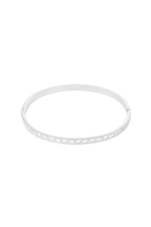 Yehwang - Zilverkleurig - Armband met diamantenlook - 62 mm - Stainless steel