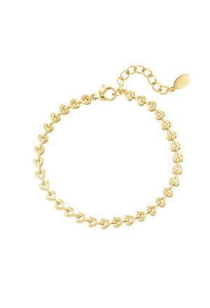 Hidzo armband - Linked Heart - Stainless steel - Goudkleurig