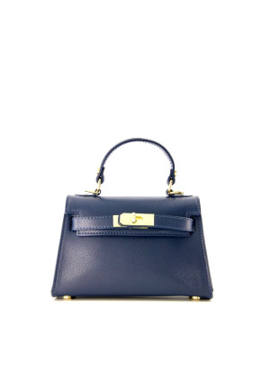 Hidzo handtas - Grace - Palmellato - Donker blauw - Echt leer - Goudkleurig