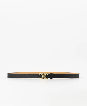 Hidzo riem - Eline Small - Classic Grain - Riemen met gesp - Zwart - Goudkleurig - Size 105