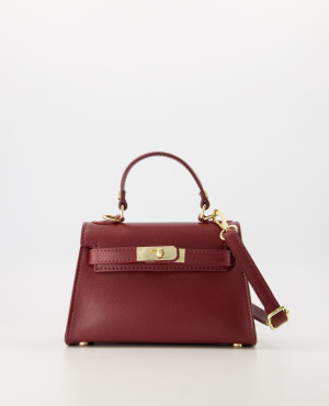 Hidzo handtas - Grace - Palmellato - Bordeaux - Echt leer - Goudkleurig