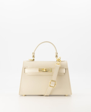 Hidzo handtas - Grace - Palmellato - Beige - Ecru - Echt leer - Goudkleurig