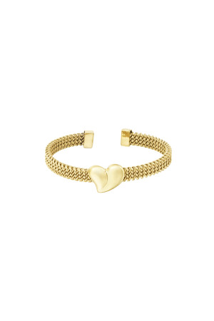 Hidzo armband - Bangle bracelet heart - Goudkleurig - Stainless steel