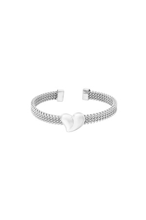 Hidzo armband - Bangle bracelet heart - Zilverkleurig - Stainless steel