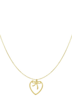Hidzo ketting - Heartfelt bow ketting - Goudkleurig - Stainless steel