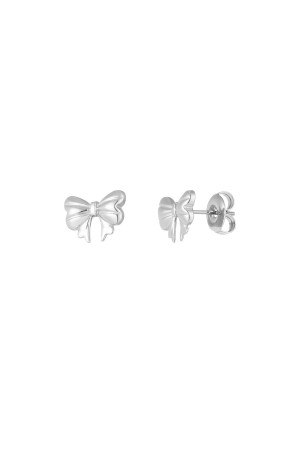 Hidzo oorbellen - Cute bow - Zilverkleurig - Stainless steel
