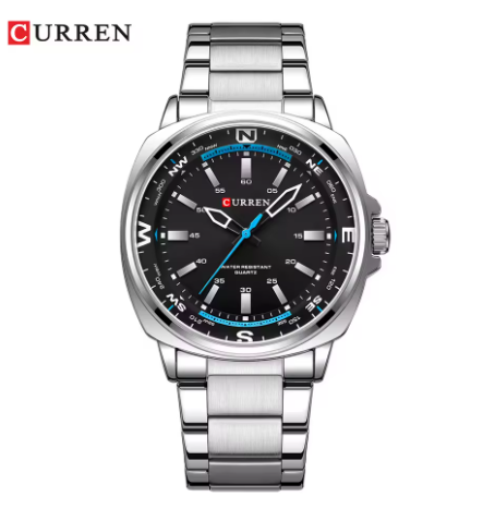 Curren - Horloge - Herenhorloge - Analoog - 41mm - Zwart - Blauw - Zilver - 8455