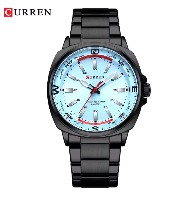 Curren - Horloge - Herenhorloge - Analoog - 41mm - Blauw - Zwart - Rood - Staal - 8455