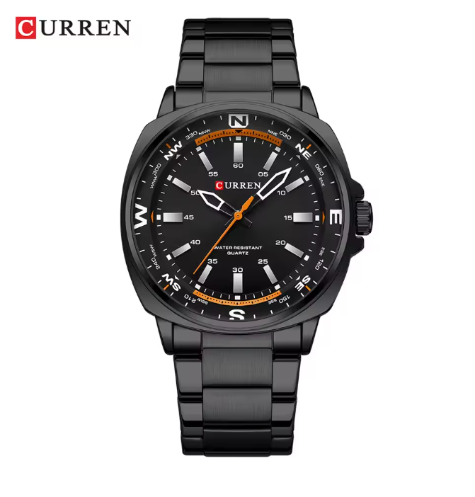 Curren - Horloge - Herenhorloge - Analoog - 41mm - Zwart - Oranje - Staal - 8455