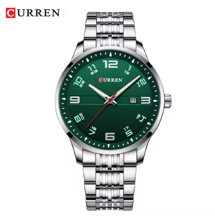 Curren - Horloge - Herenhorloge - Quartz - Groen - Zilver - 44mm - 8411