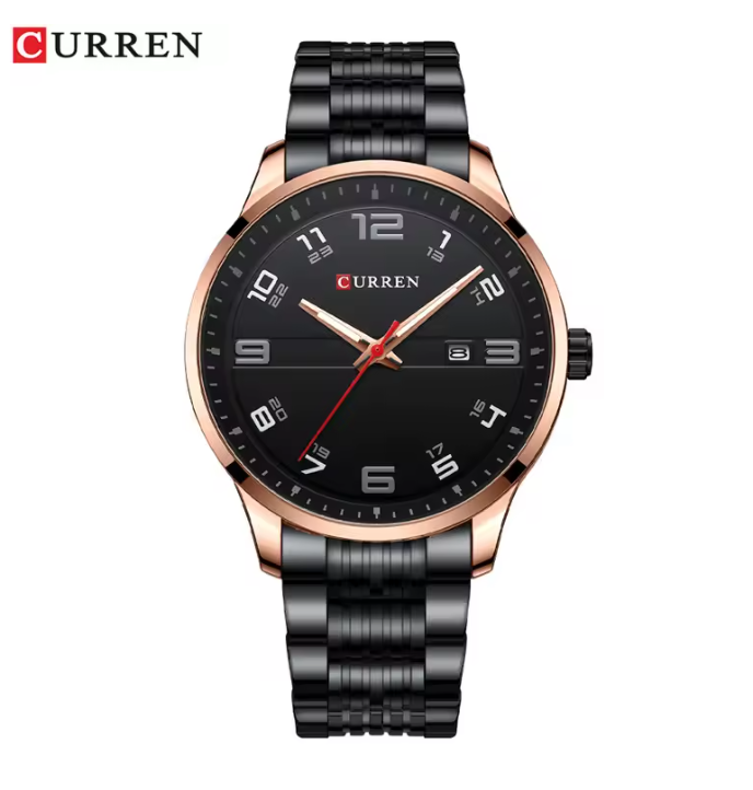 Curren - Horloge - Herenhorloge - Quartz - Zwart - Roségoud - 44mm - 8411