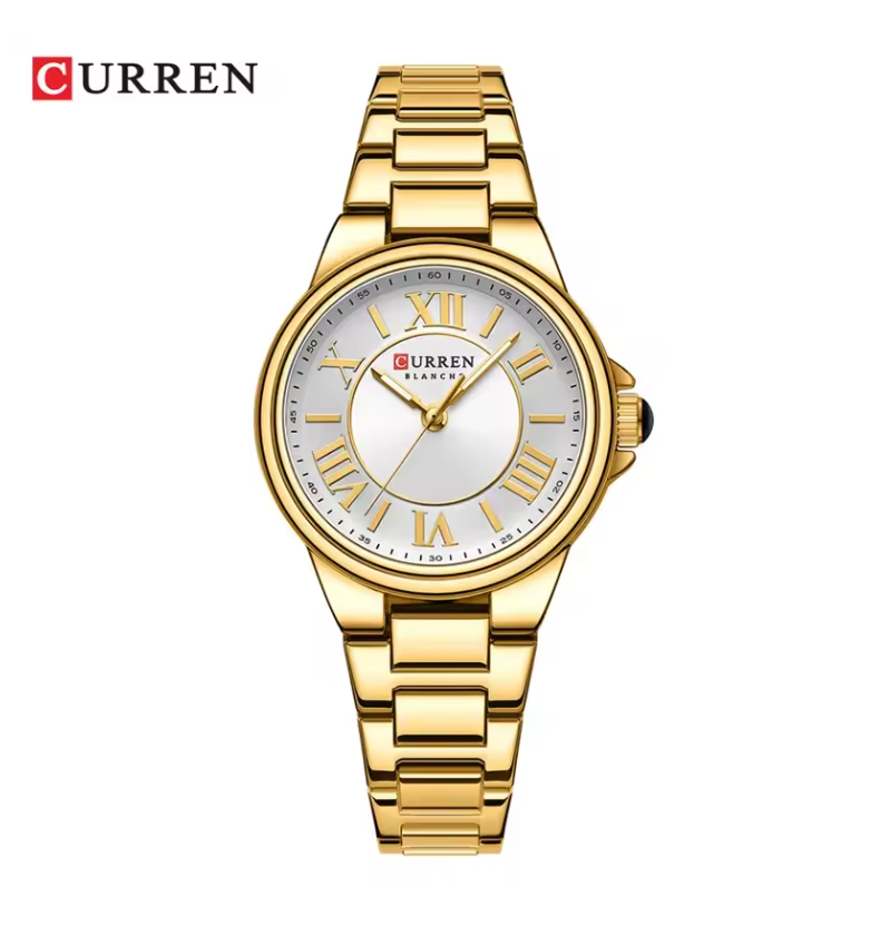Curren - Horloge - Herenhorloge - Quartz - Zilveren Wijzerplaat - Gouden Band - 33mm - 9091