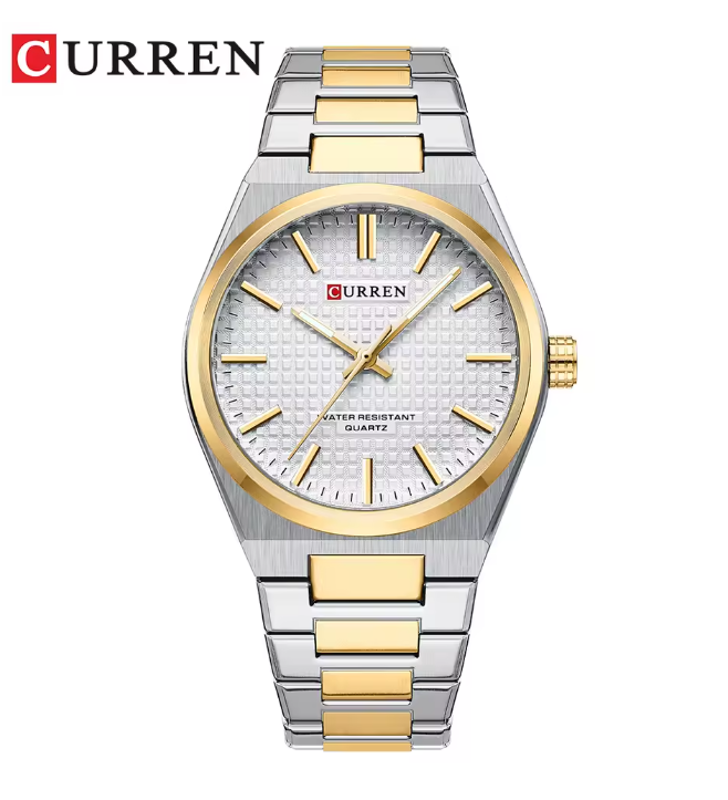 Curren - Luxe Herenhorloge - Quartz - Witte Wijzerplaat - Zilver/Gouden Band - 42mm - 8439