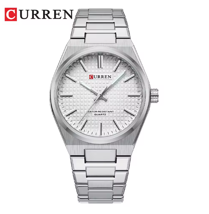 Curren - Luxe Herenhorloge - Quartz - Witte Wijzerplaat - Zilveren Band - 42mm - 8439