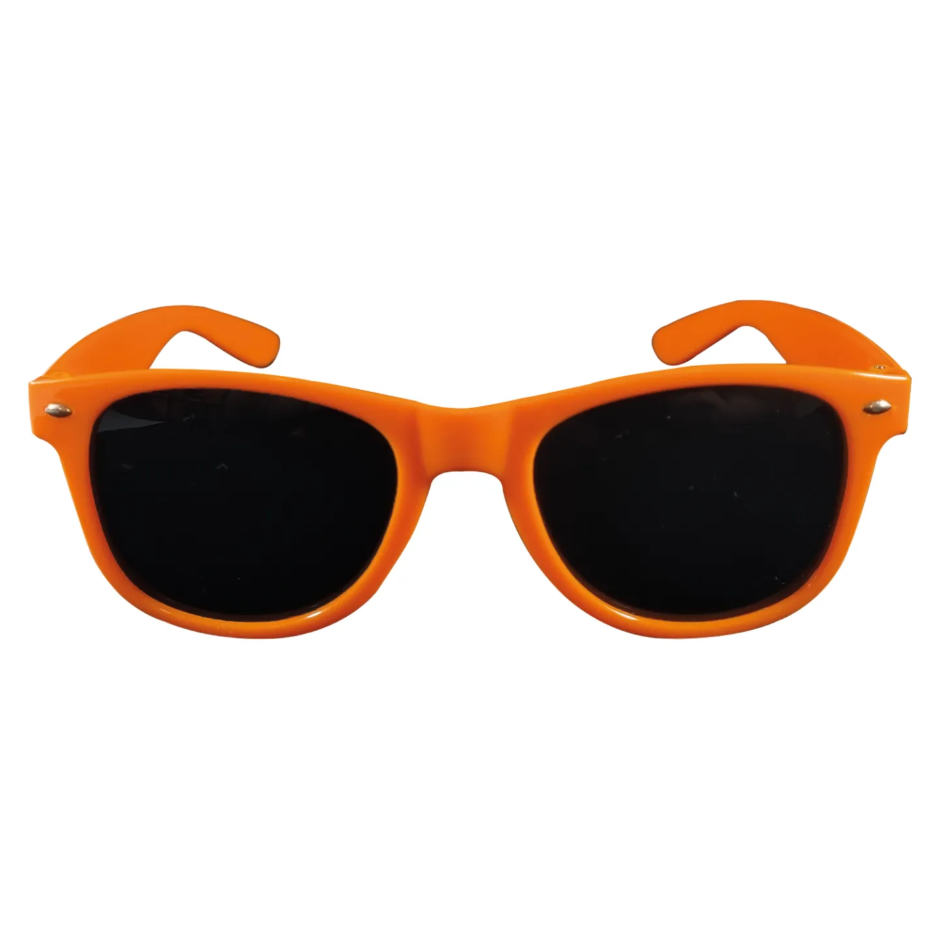 Hidzo Retro Zonnebril Oranjekleurig - UV 400 - Zwarte Glazen - Koningsdag