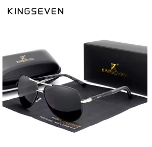 KINGSEVEN Zonnebril 7252 - Zwart-Grijs – Heren - Vrouwen - Gepolariseerd - UV400 - Piloot