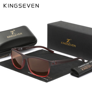 KINGSEVEN Zonnebril 755 - Rood-Bruin – Heren - Vrouwen - Gepolariseerd - UV400 - Rechthoek