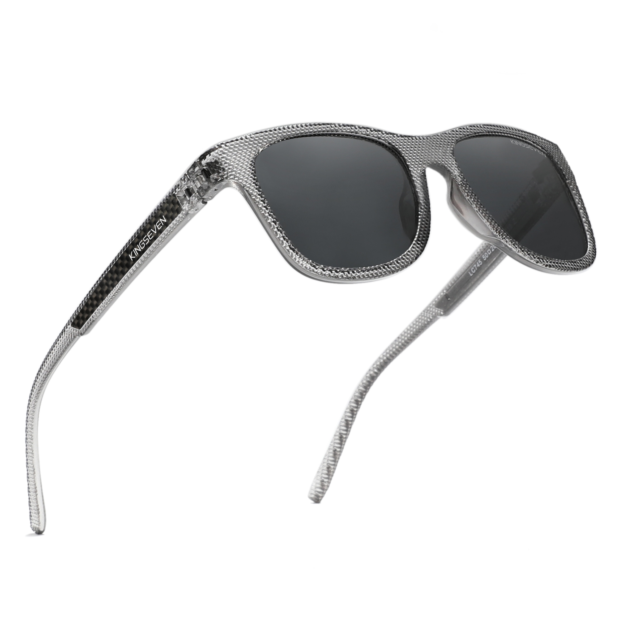KINGSEVEN Zonnebril 745 - Transparant-Zwart – Heren - Vrouwen - Gepolariseerd - UV400 - Sportief