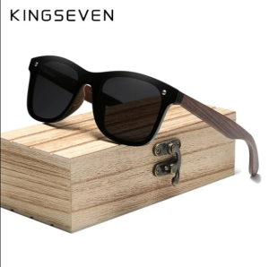 KingSeven Black Oculos Sunglasses - Zonnebril Heren - UV400 en Polarisatie Filter - Bamboe