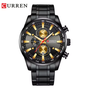 CURREN Horloge 8351 - Goudkleurig-Zwart – Heren - Quartz - Kalender - Stalen Band - Luxe en Stoer
