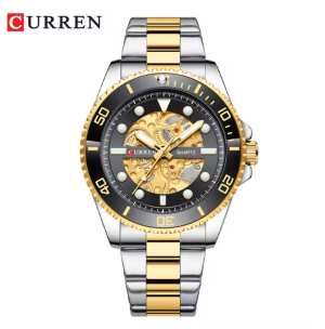 CURREN Horloge 8412 - Zilverkleurig-Goudkleurig-Zwart – Heren - Quartz - Lichtgevend - Stalen Band - Luxe en Modern