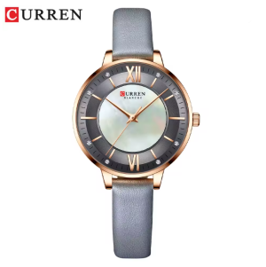CURREN Horloge 9080 - Rosékleurig-Grijs – Dames - Quartz - Lederen Band - Waterbestendig en Verfijnd