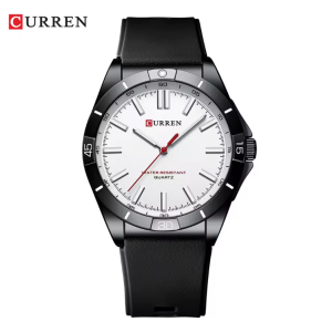 CURREN Horloge 8449 - Zilverkleurig-Zwart-Wit – Heren - Quartz - Ronde Kast - Siliconen Band - Lichtgevend - Outdoor Sporthorloge - Waterbestendig