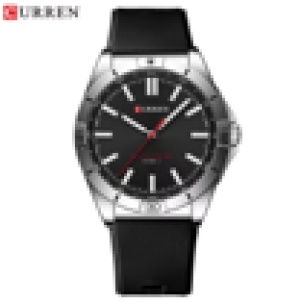 CURREN Horloge 8449 - Zilverkleurig-Zwart – Heren - Quartz - Ronde Kast - Siliconen Band - Lichtgevend - Outdoor Sporthorloge - Waterbestendig