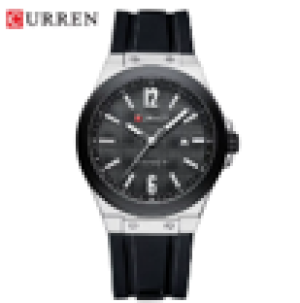 CURREN Horloge 8467 - Zilverkleurig-Zwart – Heren - Quartz - Ronde Kast - Siliconen Band - Kalender - Lichtgevend - Sporthorloge - Waterbestendig