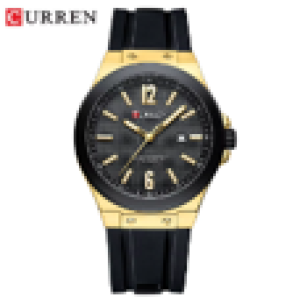 CURREN Horloge 8467 - Goudkleurig-Zwart – Heren - Quartz - Ronde Kast - Siliconen Band - Kalender - Lichtgevend - Sporthorloge - Waterbestendig