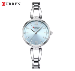 CURREN Horloge 9092 – Zilverkleurig Lichtblauw – Dames – Quartz – 30 mm – Roestvrijstalen Band – Waterbestendig – Elegant & Luxe