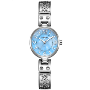CRRJU Horloge 2130 – Zilverkleurig Blauw – Dames – Quartz – 32 mm – Slank Ronde Kast – Roestvrijstalen Mesh Band – Auto Datum – Waterbestendig – Elegant - Casual - Mode