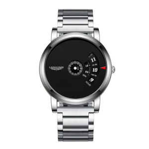 Langlishi Horloge 606 – Zilverkleurig-Zwart – Heren - Quartz – Ronde Kast – Roestvrijstalen Band – Chronograaf – Weekweergave – Waterbestendig