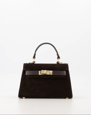 Handtas – Grace – Suede Classic Grain – Donkerbruin – 67 T1106 – Goudkleurig
