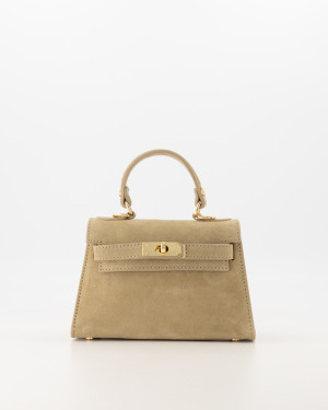 Teatro Grace Damestas Beige Suède – Luxe Handtas met Gouden Sluiting
