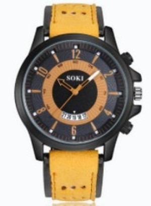 Hidzo Horloge Soki Ø 37 mm - Geel - Inclusief horlogedoosje