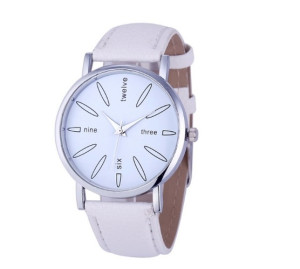 Hidzo Horloge Three, Six, Nine, Twelve Ø 37 mm - Wit - Kunstleer
