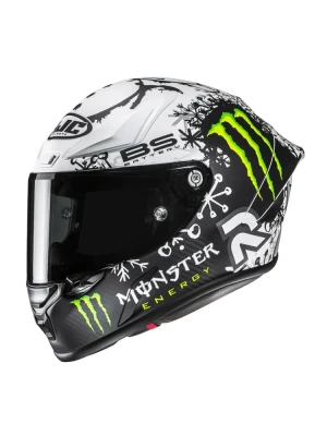Kask integralny HJC RPHA 1 V2 Carbon Quartararo Snow Diablo Replica czarno-biały + Gratisy