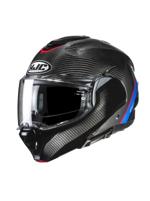 Kask szczękowy HJC F100 Carbon czarno-niebieski + Gratisy