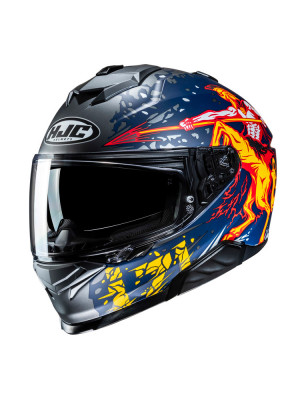 Kask integralny HJC i71 Taurus szaro-niebiesko-czerwony + Gratisy