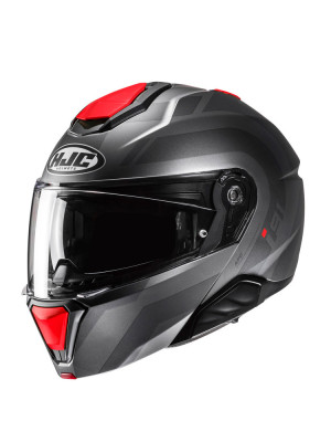 Kask szczękowy HJC i91 Arven szaro-czerwony + Gratisy