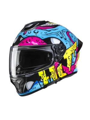 Kask integralny HJC C71 Squeeze niebiesko-żółty + Gratisy