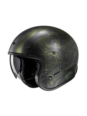 Kask otwarty HJC V31 Flame czarny + Gratisy