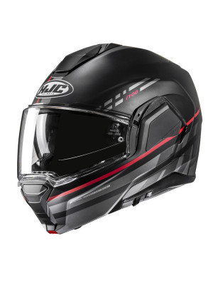 Kask szczękowy HJC I100 Sysma czarno-czerwony + Gratisy