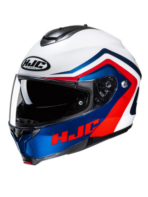 Kask szczękowy HJC C91N Nepos biało-niebiesko-czerwony + Gratisy
