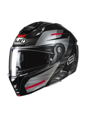 Kask szczękowy HJC i91 Dusk czarno-czerwony + Gratisy