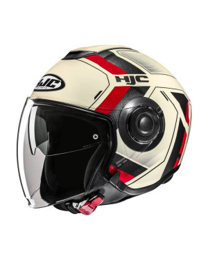 Kask otwarty HJC i40N Velu beżowo-czerwony + Gratisy