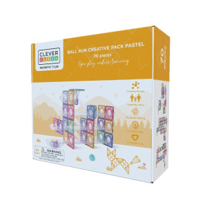 Cleverclixx - Klocki Magnetyczne Ball Run Creative Pack Pastel - 70 El.