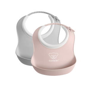 Babybjorn - 2 Małe Śliniaczki - Grey / Powder Pink
