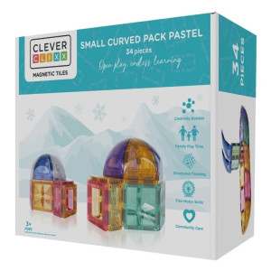 Cleverclixx - Klocki Magnetyczne Small Curved Pack Pastel - 34 El.